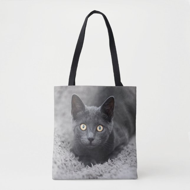 Niedliche Kleintiere | Graue Katze Tasche (Vorderseite)