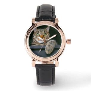 Niedliche Kleintiere   Grey Tabby Cat Face Armbanduhr