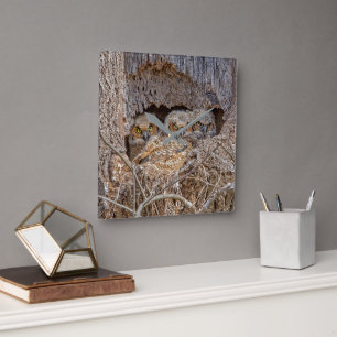 Niedliche Kleintiere   Große Horned Chips Quadratische Wanduhr