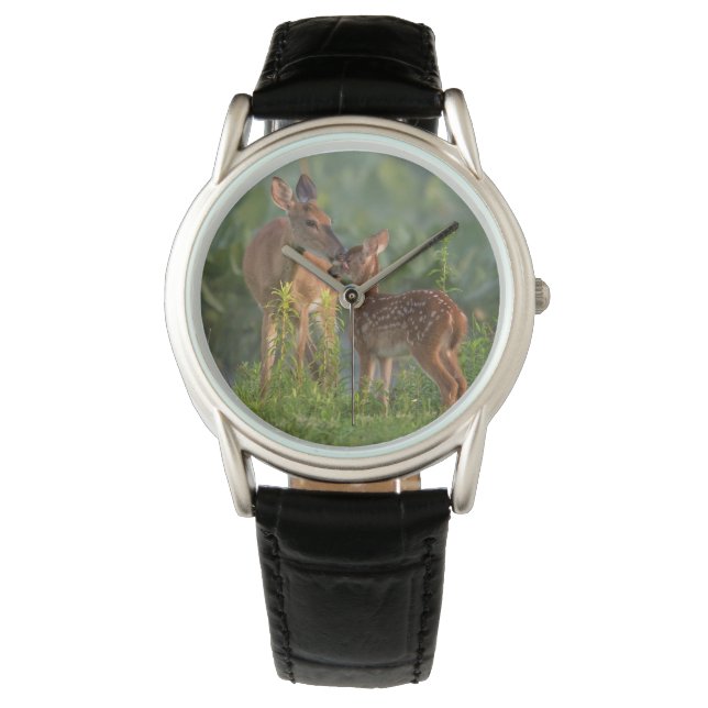 Niedliche Kleintiere | Hirsch und Baby Armbanduhr (Vorderseite)