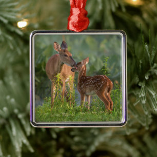 Niedliche Kleintiere Hirsch und Baby Ornament Aus Metall