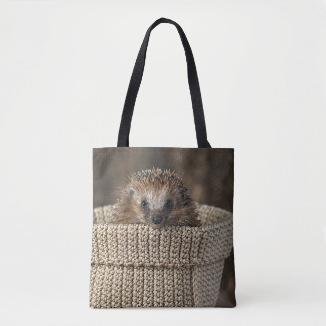 Niedliche Kleintiere | Igel in einem Korb Tasche (Vorderseite)