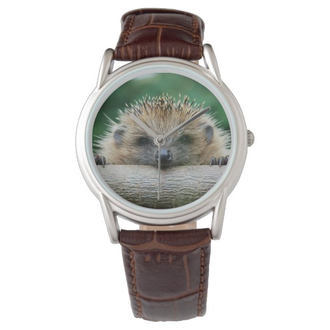 Niedliche Kleintiere | Igel Lächeln Armbanduhr (Vorderseite)