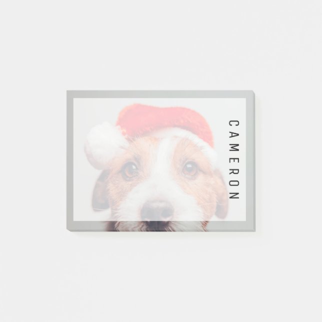 Niedliche Kleintiere | Jack Russell Dog Santa Clau Post-it Klebezettel (Vorderseite)