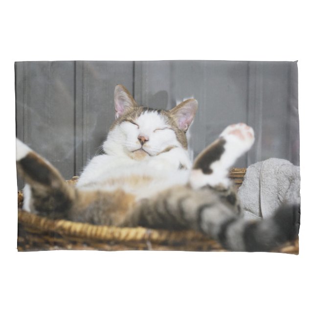 Niedliche Kleintiere | Katze im Bett Kissenbezug (Vorderseite)