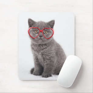 Niedliche Kleintiere   Kitten Heart Glasses Mousepad