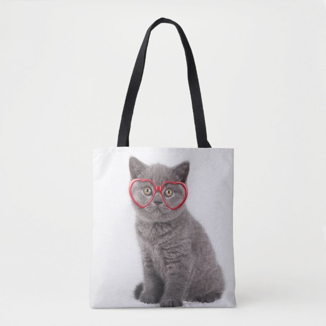 Niedliche Kleintiere | Kitten Heart Glasses Tasche (Vorderseite)