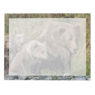 Niedliche Kleintiere Kodiak Mama Bear & Cubs Notizblock
