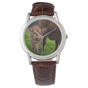 Niedliche Kleintiere Kuh und Kalb Armbanduhr
