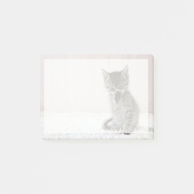 Niedliche Kleintiere | Licking Tabby Kitten Post-it Klebezettel (Vorderseite)