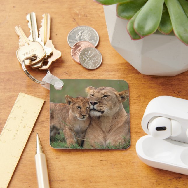 Niedliche Kleintiere | Lion Cub & Mother Schlüsselanhänger (Schreibtisch)