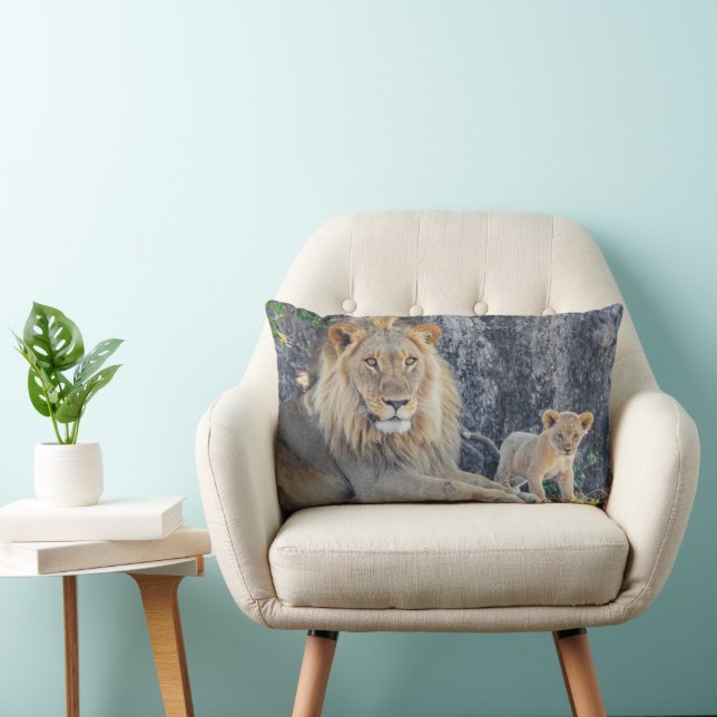 Niedliche Kleintiere | Löwe Vater & Cub Lendenkissen (Stuhl )
