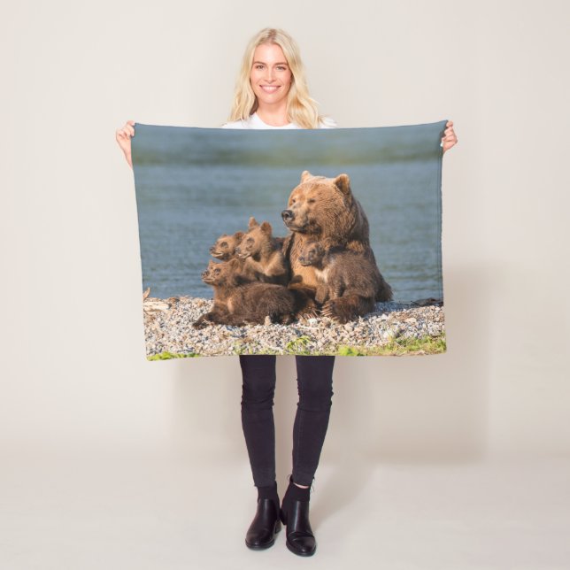 Niedliche Kleintiere | Mutter Bären & Cubs Fleecedecke (Beispiel)