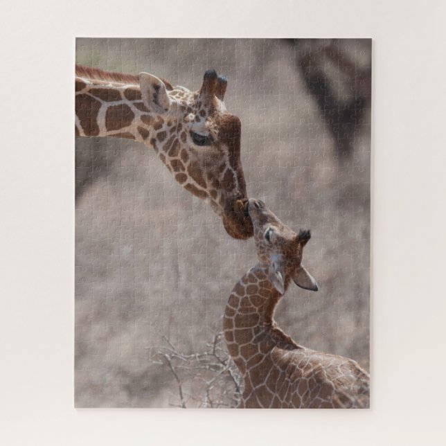 Niedliche Kleintiere | Mutter und Baby Giraffe (Vertikal)