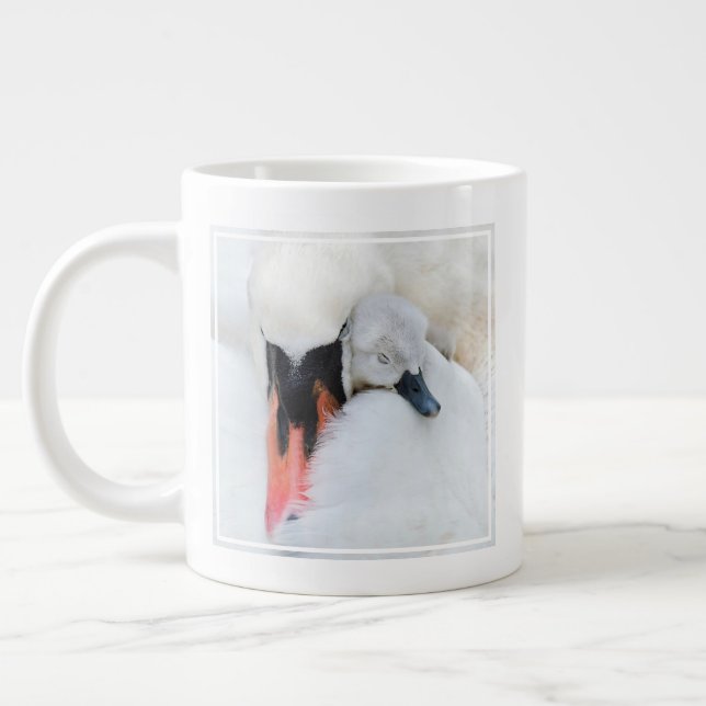 Niedliche Kleintiere | Mutter und Baby Mute Swan Jumbo-Tasse (Links)