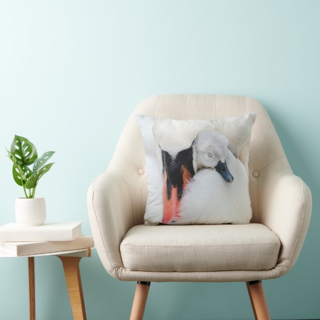 Niedliche Kleintiere | Mutter und Baby Mute Swan Kissen (Stuhl )