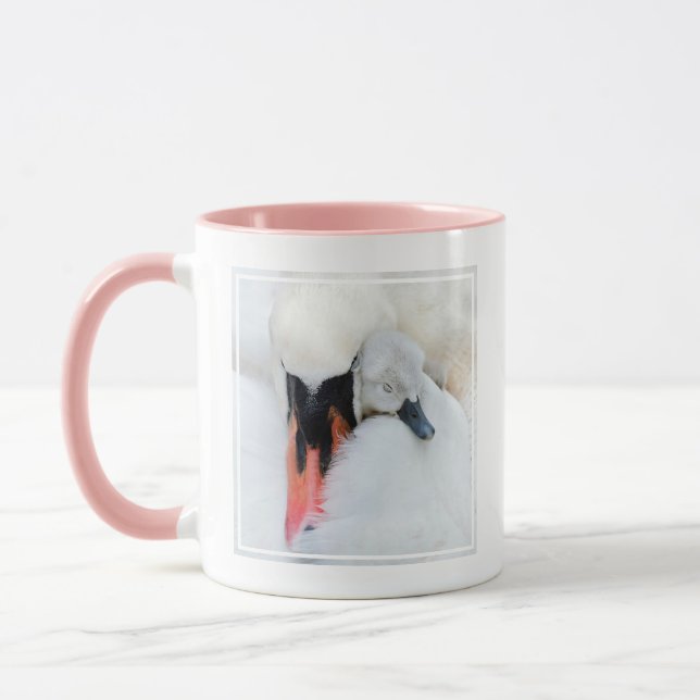 Niedliche Kleintiere | Mutter und Baby Mute Swan Tasse (Links)