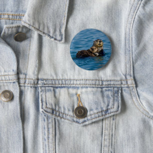 Niedliche Kleintiere   Mutter und Baby Sea Otter Button