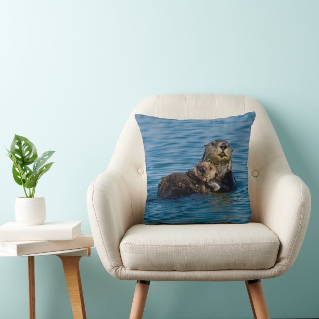 Niedliche Kleintiere | Mutter und Baby Sea Otter Kissen (Stuhl )