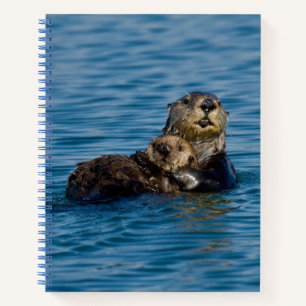 Niedliche Kleintiere Mutter und Baby Sea Otter Notizbuch