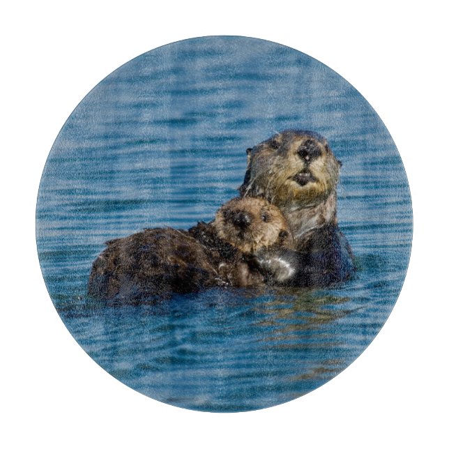 Niedliche Kleintiere | Mutter und Baby Sea Otter Schneidebrett (Vorderseite)