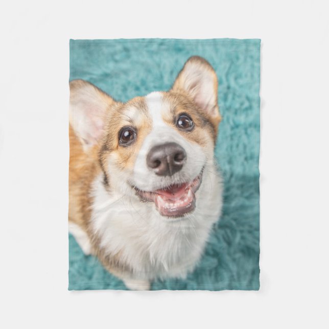 Niedliche Kleintiere | Niedlich Corgi Puppy Smile Fleecedecke (Vorderseite)