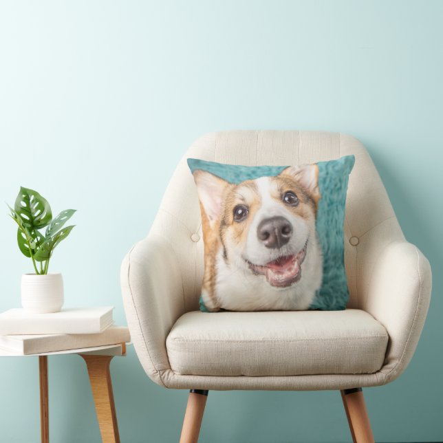 Niedliche Kleintiere | Niedlich Corgi Puppy Smile Kissen (Stuhl )