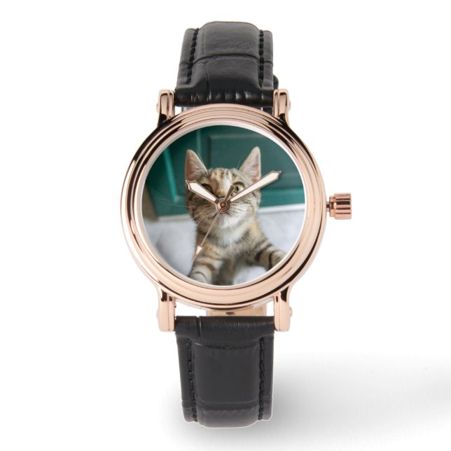 Niedliche Kleintiere | Niedlich Tabby Kitten Armbanduhr (Vorderseite)