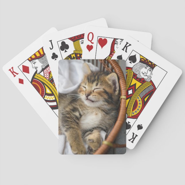 Niedliche Kleintiere | Niedlicher Tabby Cat Sleepi Spielkarten (Rückseite)