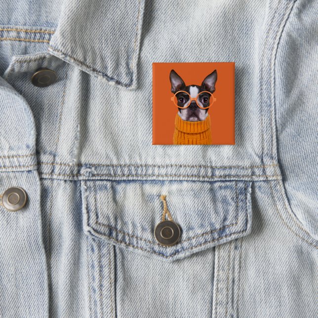 Niedliche Kleintiere | Orange Boston Terrier Button (Beispiel)