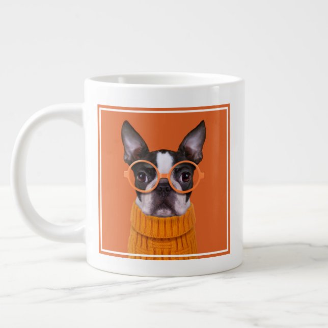 Niedliche Kleintiere | Orange Boston Terrier Jumbo-Tasse (Links)
