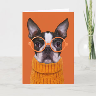 Niedliche Kleintiere Orange Boston Terrier Karte