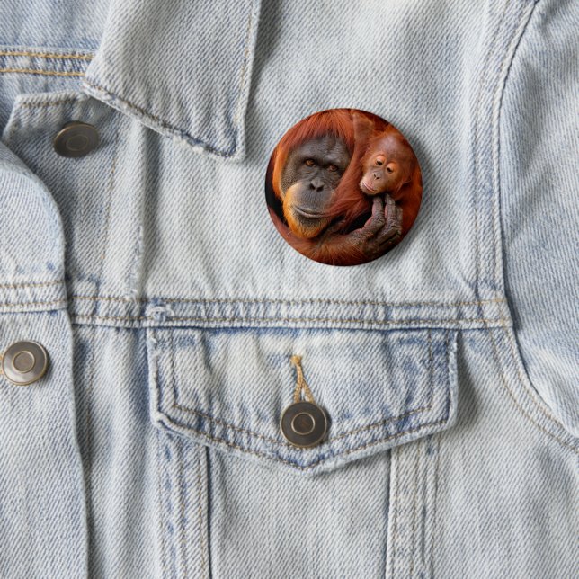 Niedliche Kleintiere | Orangutan Mama & Baby Button (Beispiel)
