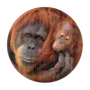 Niedliche Kleintiere Orangutan Mama & Baby Schneidebrett