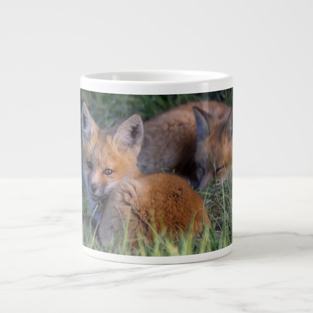 Niedliche Kleintiere | Paar von Red Fox Kit Geschw Jumbo-Tasse (Vorderseite)