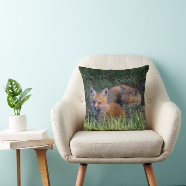 Niedliche Kleintiere | Paar von Red Fox Kit Geschw Kissen (Stuhl )