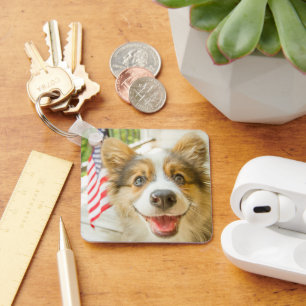 Niedliche Kleintiere Patriotic Corgi Puppy Schlüsselanhänger