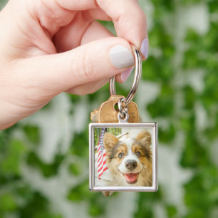 Niedliche Kleintiere   Patriotic Corgi Puppy Schlüsselanhänger