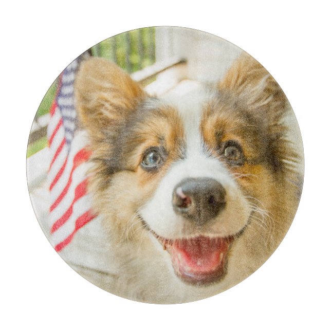 Niedliche Kleintiere | Patriotic Corgi Puppy Schneidebrett (Vorderseite)