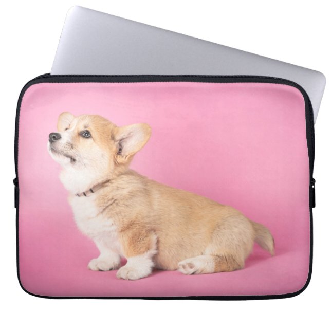 Niedliche Kleintiere | Pink Corgi Puppy Laptopschutzhülle (Vorderseite)