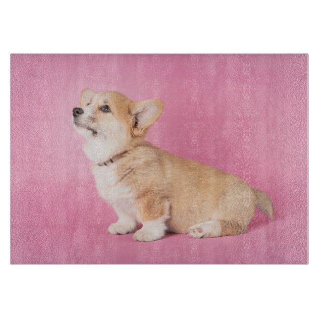 Niedliche Kleintiere | Pink Corgi Puppy Schneidebrett (Vorderseite)