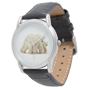 Niedliche Kleintiere   Polar Bear Family Armbanduhr
