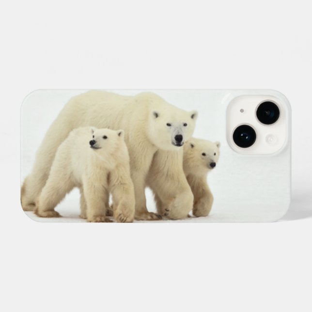 Niedliche Kleintiere | Polar Bear Family iPhone 14 Hülle (Rückseite (Horizontal))