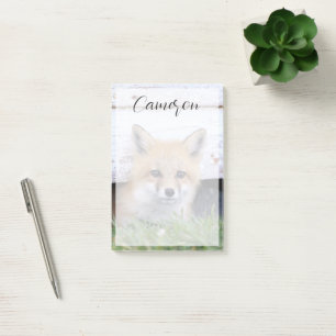 Niedliche Kleintiere Red Fox Kit Peeking Post-it Klebezettel