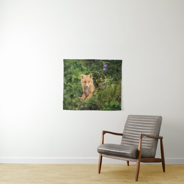 Niedliche Kleintiere | Rotfuchs bei Umnak Alaska Wandteppich (Beispiel (Horizontal))