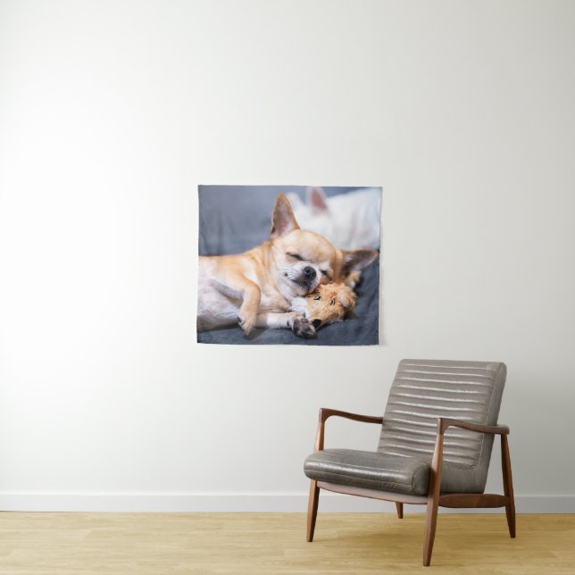 Niedliche Kleintiere | Rothaariger Chihuahua-Hund Wandteppich (Beispiel (Horizontal))
