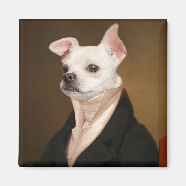 Niedliche Kleintiere | Royal Chihuahua Portrait Magnet (Vorne)