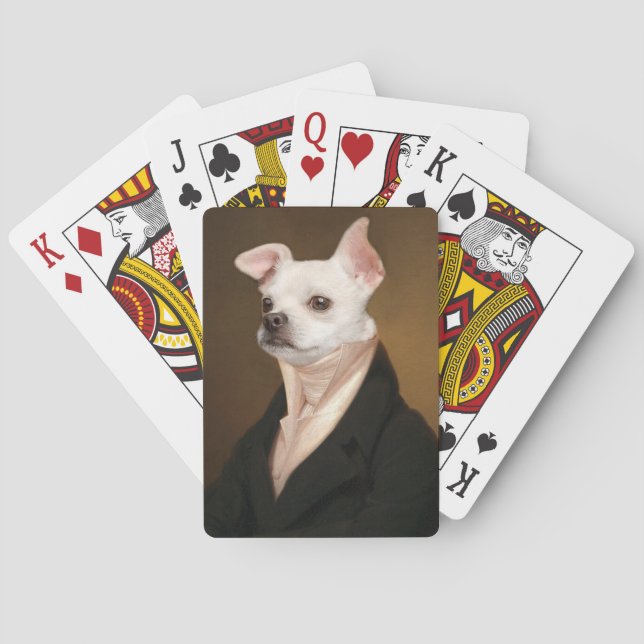 Niedliche Kleintiere | Royal Chihuahua Portrait Spielkarten (Rückseite)