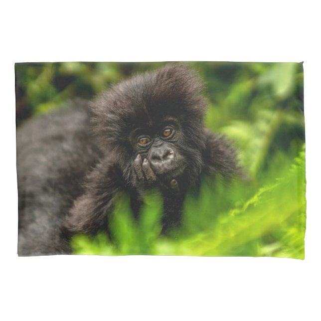 Niedliche Kleintiere | Säugling Gorilla Kissenbezug (Vorderseite)