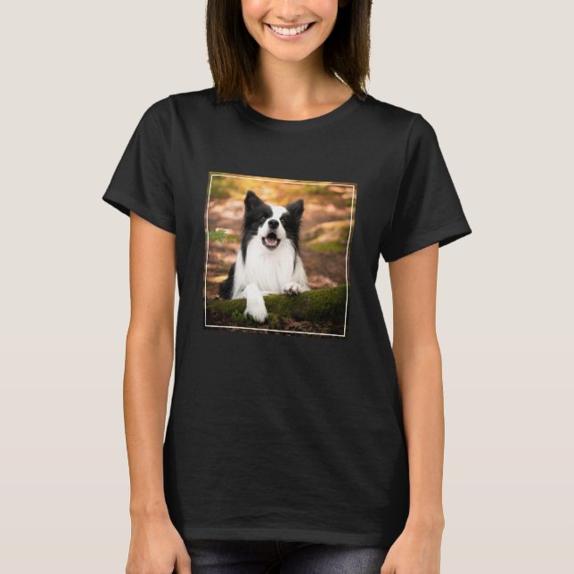 Niedliche Kleintiere | Schwarz-Weiß-Border-Collie T-Shirt (Vorderseite)